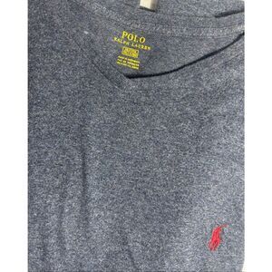 Polo Ralph Lauren Shirt Mens 2XLT Blue V Neck Short Sleeve Red Pony Tall